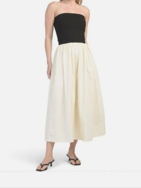 PAPER HEART Strapless Colorblock Midi Dress